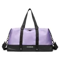 Lavender and black dry wet separation gym bag with COOMIKKE branding and shoulder strap - Light Purple