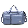Bolsa de viaje de nailon plegable de gran capacidad con separación seco-húmedo - Azul Niebla