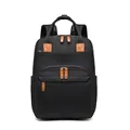 Classic black multi-functional diaper backpack with brown leather trim and side pockets - Black