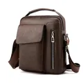 Dunkelbraune matte Kuriertasche aus Leder mit verstellbarem Gurt und Silberreißverschluss - Braun