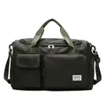 Bolso de viaje grande de nailon verde militar con correa ajustable al hombro - Verde Militar
