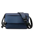 Navy blue large capacity messenger bag in waterproof nylon with padded shoulder strap - Upgraded (With Storage & Keychain) / Blue