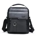 Sac bandoulière en cuir noir pour homme avec sangle réglable et poignée de transport - 1106 Noir