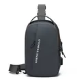 Dark grey waterproof crossbody chest bag for men with USB port and adjustable strap - Gray