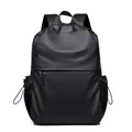 Minimalist black waterproof laptop backpack with large capacity for men and students - Black