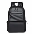 Business casual black waterproof laptop backpack with multi-compartment storage and wide straps - Black