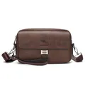 Bolso bandolera vintage marrón para hombre de cuero sintético con textura y correa logo - Marrón