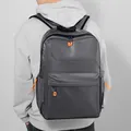 Mochila minimalista gris oscuro para portátil con tiradores naranjas de gran capacidad - Gris