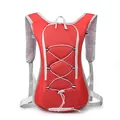 Bright red lightweight outdoor cycling backpack with breathable mesh straps and elastic cords - Red