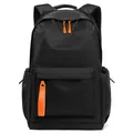Waterproof black business backpack with orange accents for travel and commuting - Black
