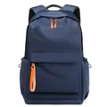 Navy blue waterproof business backpack with orange zipper details and large capacity - Blue