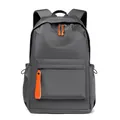 Men's casual business backpack in dark grey with orange zipper accents for travel and laptop - Gray