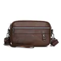 Bolso bandolera vintage marrón para hombre en cuero sintético con logotipo grabado - Marrón Oscuro