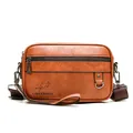 Bolso bandolera para hombre en cuero sintético marrón con correa ajustable - Caqui
