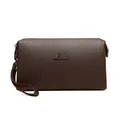 Business-Herren-Clutch aus braunem Leder mit Zahlenschloss und Känguru-Logo - Braun