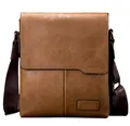 Vertical soft brown leather messenger bag with flap closure and adjustable strap details - Single Bag Style / Black