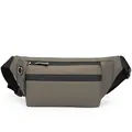 Bolso de pecho para hombre en nylon impermeable caqui oscuro con puerto para auriculares - Caqui Oscuro