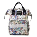 Mochila para pañales impermeable beige con estampado de unicornio y gran capacidad - Unicornio