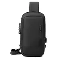 Schwarze Anti-Diebstahl-Brusttasche mit Zahlenschloss und USB-Ladeanschluss für Herren - Sling-Tasche / Schwarz