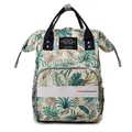 Mochila para pañales impermeable con estampado de hojas tropicales y asas dobles - Hoja Verde