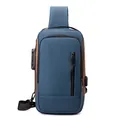 Dunstblaue multifunktionale Brusttasche mit Diebstahlschloss und USB-Anschluss - Sling-Tasche / Blau