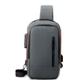 Herren Brusttasche in Grau und Bronze mit sicherem Diebstahlschutz-Zahlenschloss - Sling-Tasche / Grau