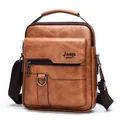 Sac à bandoulière classique en cuir marron pour homme avec poignée et sangle réglable - 1106 Kaki