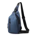 Dunkelblaue Herren Brusttasche mit USB-Ladeanschluss und wasserfestem Oxford-Gewebe - Upgrade Version (Mit Lade Kopfhörerloch) / Dunkelblau