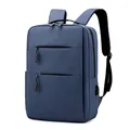 Zakelijke laptoprugzak in donkerblauw met USB-poort en waterdichte Oxford-stof afwerking - Dubbele Rits Blauw (Met USB-poort)