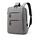 Lichtgrijze laptoprugzak van oxford stof met handige externe USB-oplaadpoort - Dubbele Rits Grijs (Met USB-poort)