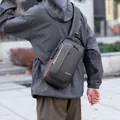 Men's dark gray anti-theft chest bag with combo lock and waterproof fabric - Grey Gold Style 06