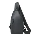 Waterproof matte black men's sling bag with minimalist cross-body design and sturdy strap - Black
