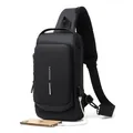 Sac de poitrine étanche noir pour hommes avec port USB et fermeture antivol - Noir