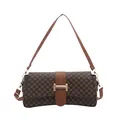 Vintage brown crossbody small square bag with geometric patterns and golden metal clasp - Style 1 Coffee