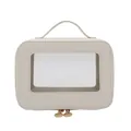 Minimalist cream waterproof square handbag with transparent window and gold zippers - Off White