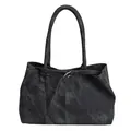 Borsa a secchiello retrò nera capiente con fibbia dorata per l'uso quotidiano donna - Nero