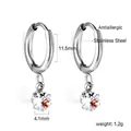 Boucles d'oreilles créoles en acier argenté avec breloques en zircone cubique - Rond Transparent Argent (EA57140AS)