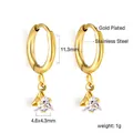 Boucles d'oreilles créoles en acier plaqué or 18k avec zircon triangle, diamètre de 11,3 mm - Triangle Transparent Or (EA57100AG)