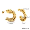 Elegant gold plated stainless steel spiral hoop earrings with C-shape design - Semi-Circle Spring Spiral Style (EA318101G) / 7*27mm / Gold