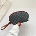 Pochette minimalista grigio scuro con motivo a quadrifoglio e finiture in pelle marrone - Stile Trifoglio Grigio Scuro (Stile 3)