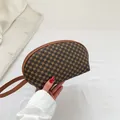 Pochette a semicerchio marrone con motivo geometrico e cinturino da polso per cosmetici - Stile Cerchio Geometrico Marrone (Stile 5)