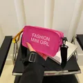 Pink translucent jelly mini saddle bag with wide strap and fashion lettering print - Rose Pink