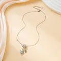 Sparkling fairy and astronaut pendant necklace with crystal accents for women and girls - Silver
