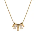 Golden snake chain necklace with rectangular shell inlay pendants and metal bars - Shell Tassel Necklace