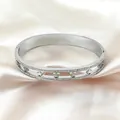 Elegant silver star bangle with hollow design and sparkling rhinestone edges - Silver