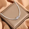 Silver flat herringbone necklace with rectangular zircon pendant on silk background - Square Zircon Silver Style (x1168)
