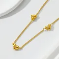 Goldene Herzanhänger-Halskette mit Sternschliff-Zirkonia auf minimalistischem Dekor - Armband mit 4 Herzen (S4152)