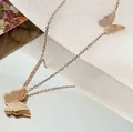 Minimalist rose gold necklace featuring a dainty frosted butterfly pendant design - Frosted Butterfly Necklace (Rose Gold/Upgraded/x1223)