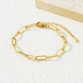Bracelet élégant à maillons trombone en acier inoxydable plaqué or 18 carats avec fermoir - Bracelet À Chaîne Croisée S4174