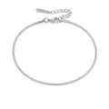 Bracelet de cheville en acier argenté à chaîne serpent avec fermoir mousqueton et pendentif - Bracelet de Cheville Chaîne Serpent (J737B) / Acier